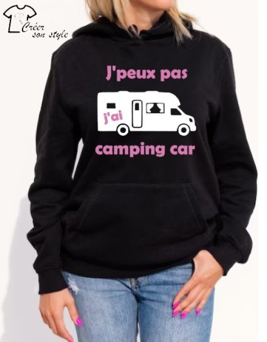 Sweat-shirt femme "j'peux pas j'ai camping car"