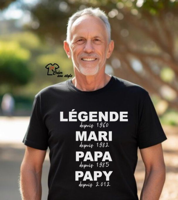 tee shirt "légende, mari, papa, papi"