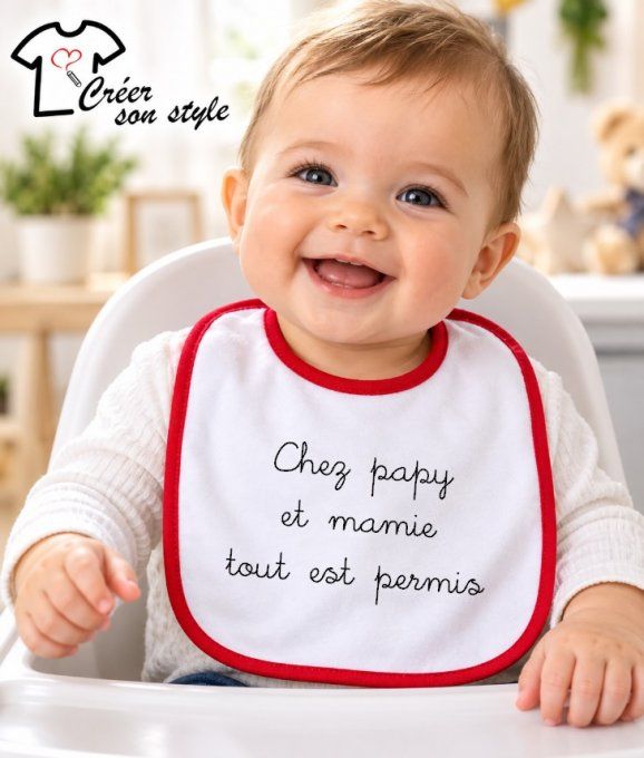 Bavoir "chez papy et mamie tout est permis"