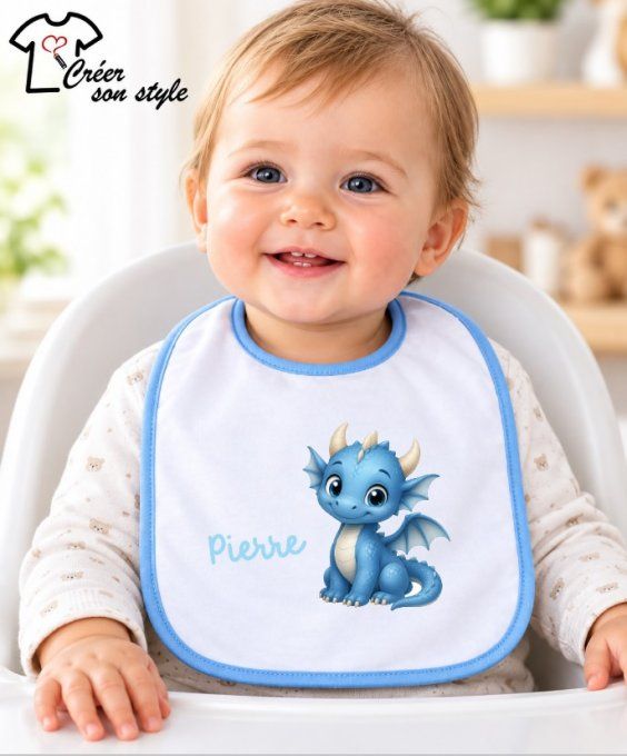 bavoir "dragon - bleu"