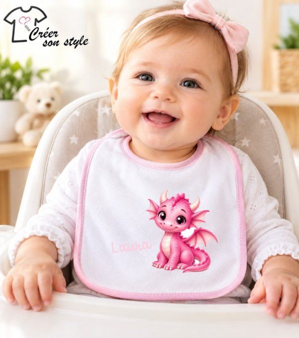 bavoir "dragon - rose"