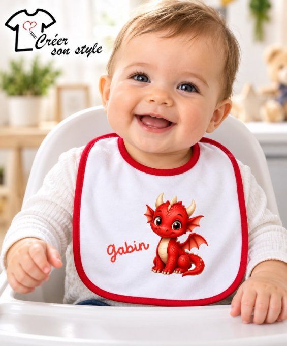 bavoir "dragon - rouge"