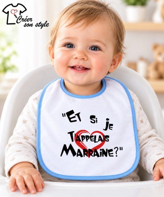 Bavoir "Et si je t'appelais marraine?"