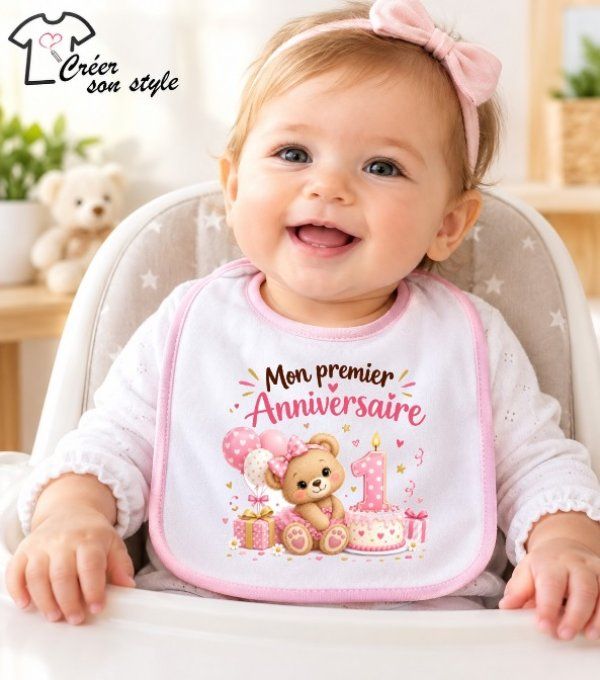 bavoir "mon premier anniversaire (fille)"