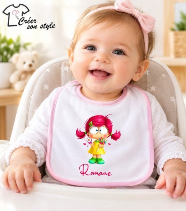 bavoir "petite fille + prénom"