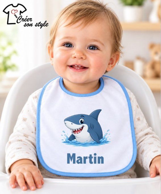bavoir "requin + prénom"