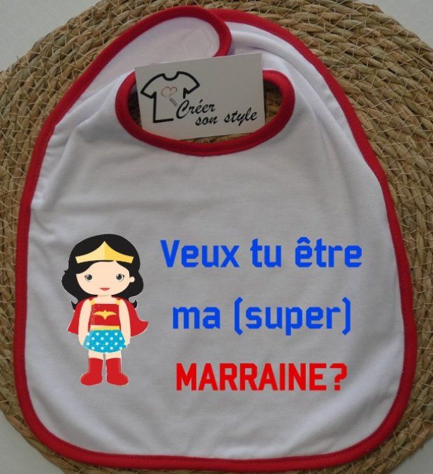 bavoir "veux tu être ma (super) marraine?" 