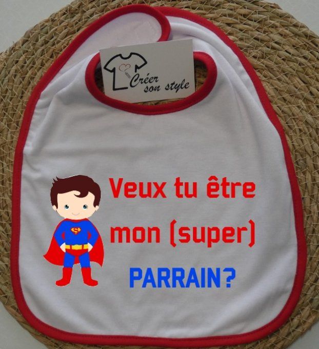 bavoir "veux tu être mon (super) parrain?"