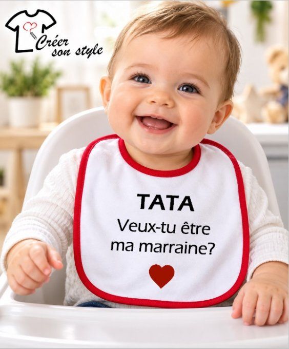 Bavoir "tata veux-tu être ma marraine?"