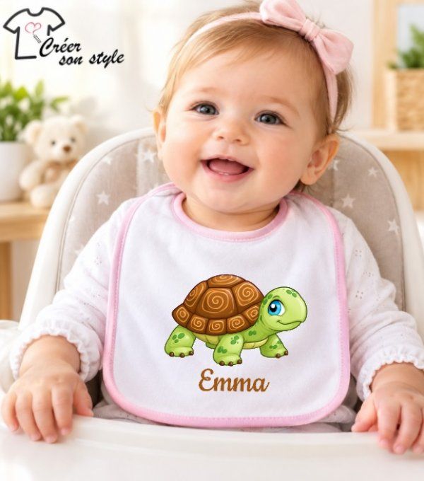 bavoir "tortue + prénom"