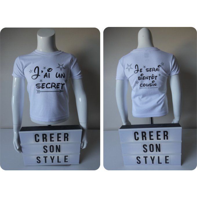 tee shirt "J'ai un secret, je serai bientôt cousin"