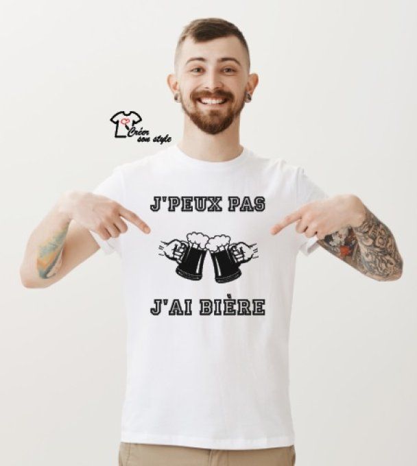 tee shirt homme"j'peux pas j'ai bière"