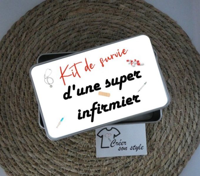 Boite métallique "kit de survie d'un super infirmier"