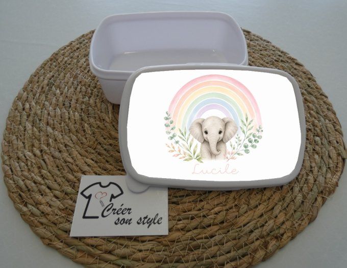 Boite à goûter "arc en ciel - éléphant"