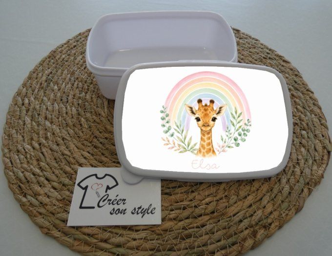 Boite à goûter "arc en ciel - girafe"