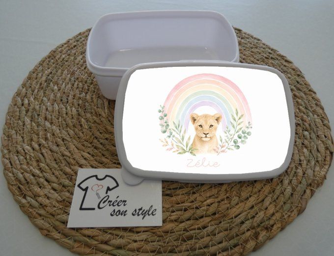 Boite à goûter "arc en ciel - lionne"