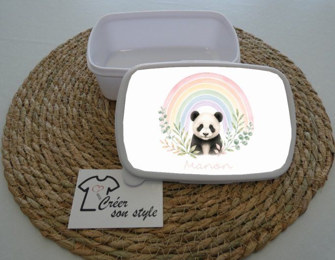 Boite à goûter "arc en ciel - panda"