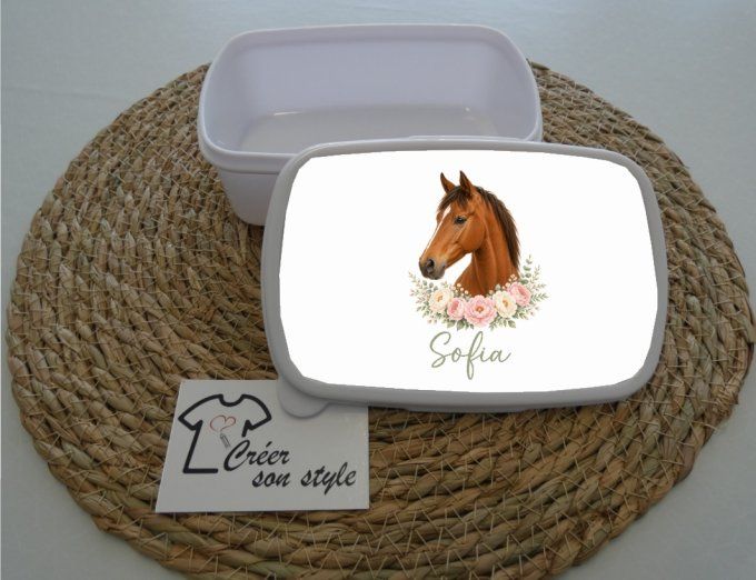 Boite à goûter "tête cheval marron"