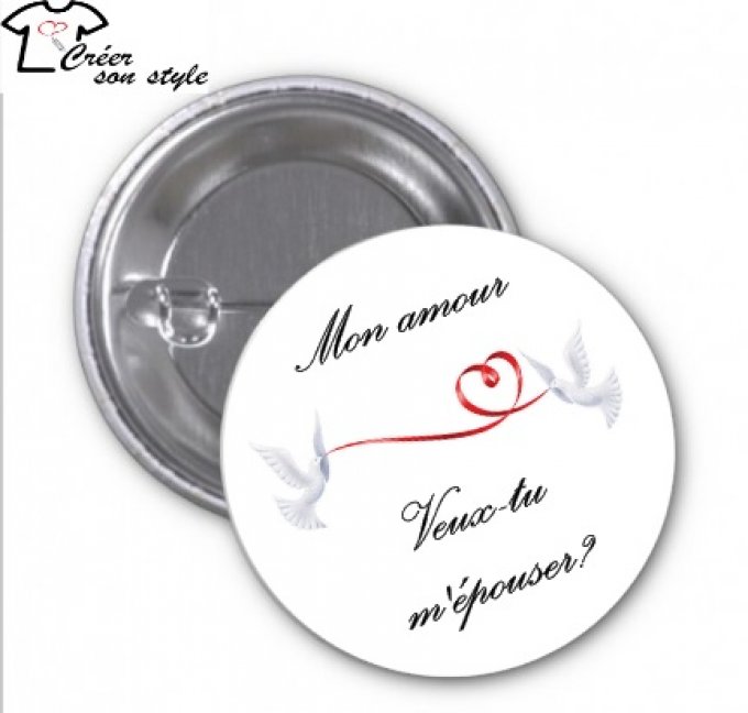 Badge "mon amour veux-tu m'épouser?"