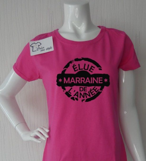 tee shirt femme "Élue marraine de l'année"