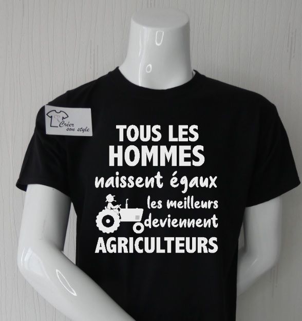 tee shirt homme "tous les hommes naissent égaux les eilleurs deviennent agriculteurs"