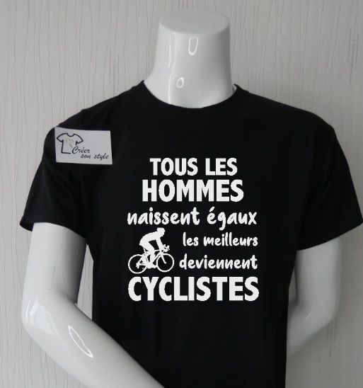 tee shirt homme "tous les hommes naissent égaux les meilleurs deviennent cyclistes"