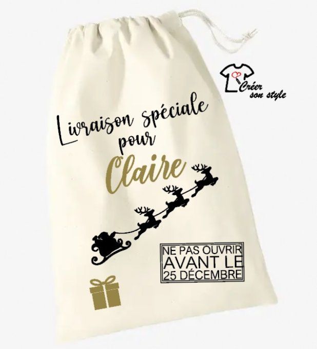 Hotte de noël petit format 40 x 50 cm - modèle 4