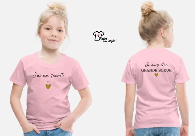 tee shirt "J'ai un secret... je vais être grande soeur" 