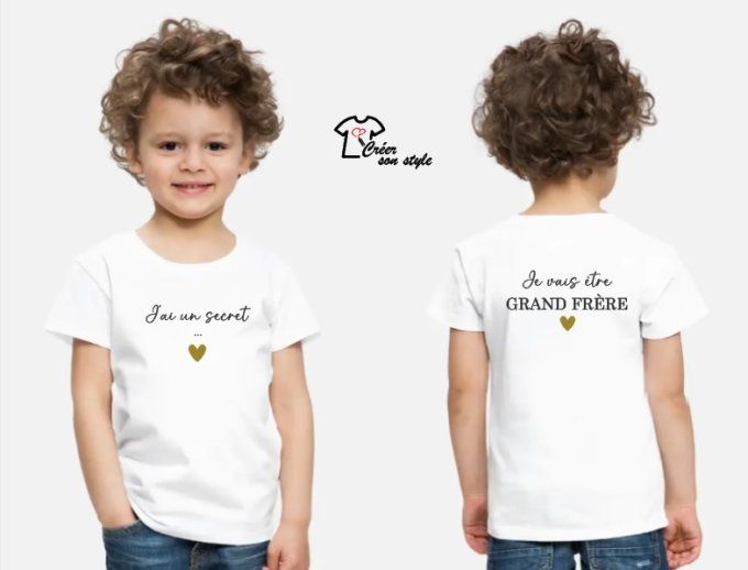 tee shirt "J'ai un secret... je vais être grand frère"