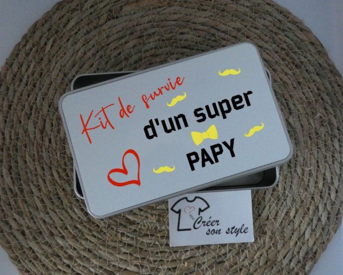 Boite métallique "Kit de survie d'un super papy"