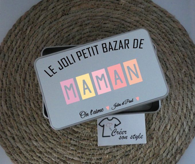 Boite métallique "le jolie petit bazar de maman"