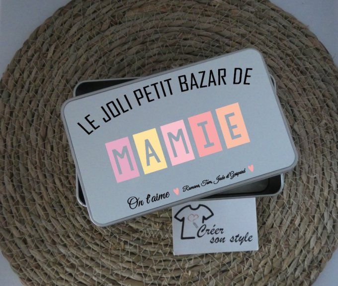 Boite métallique "le joli petit bazar de mamie"