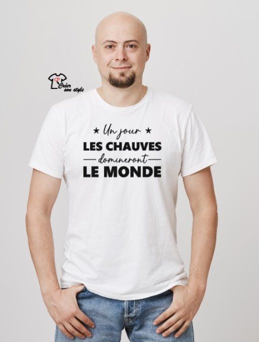 tee shirt homme "un jour les chauves domineront le monde"