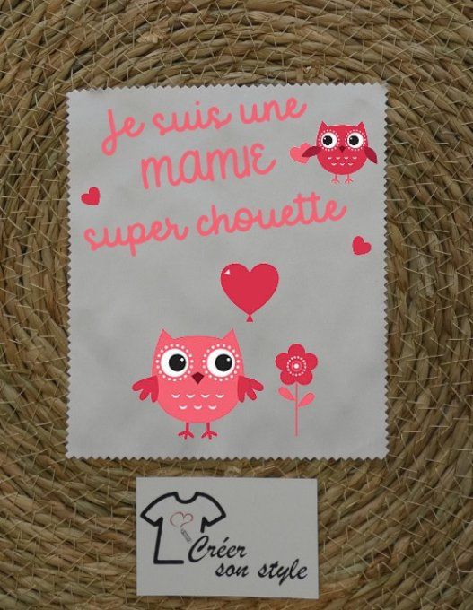 essuie lunette "je suis une mamie super chouette"