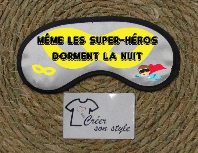 Masque de nuit "même les super-héros dorment la nuit" jaune