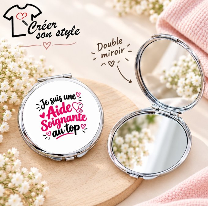 Miroir de poche "je suis une aide soignante au top"