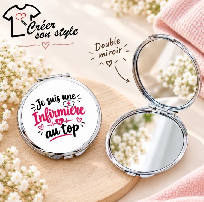 Miroir de poche "je suis une infirmière au top"