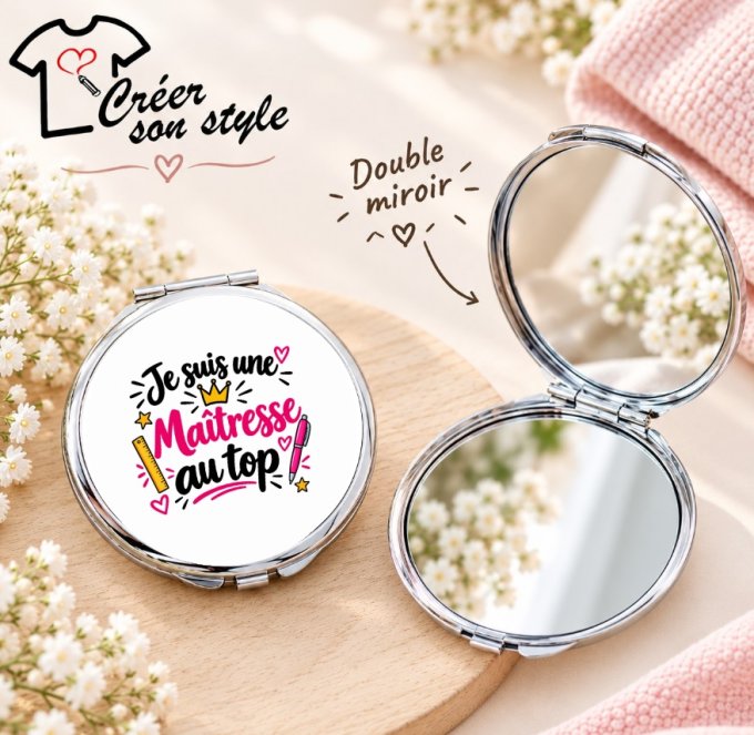 Miroir de poche "je suis une maîtresse au top"