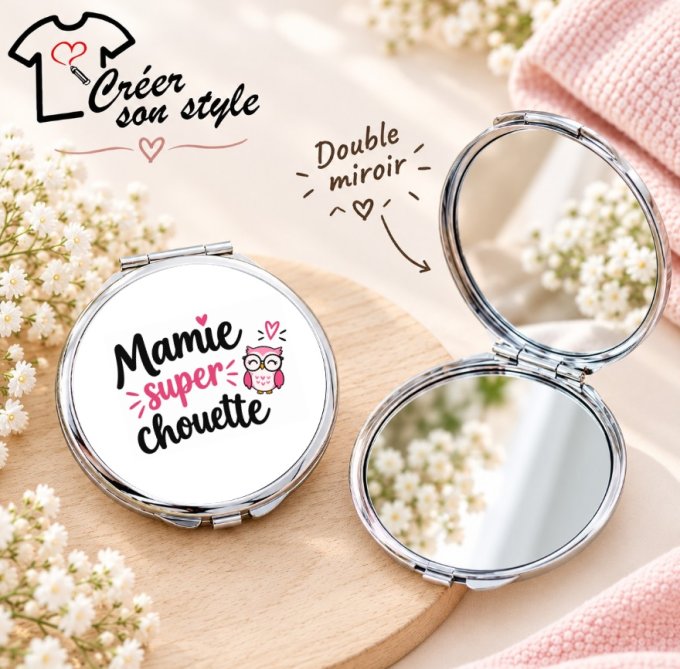 Miroir de poche "mamie super chouette"