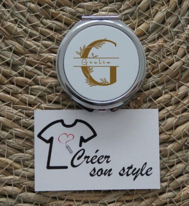 Miroir de poche "lettre + prénom"