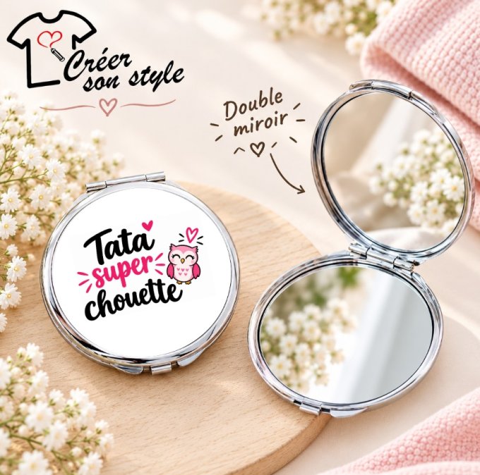 Miroir de poche "tata super chouette"