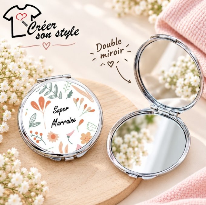 Miroir de poche "super marraine"