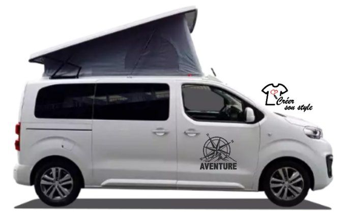 Stickers "montagne - rose des vents - aventure" 