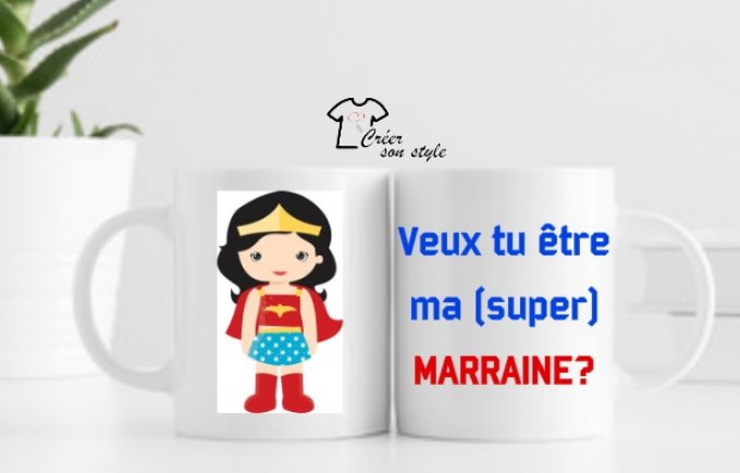 Mug "veux tu être ma (super) marraine?"