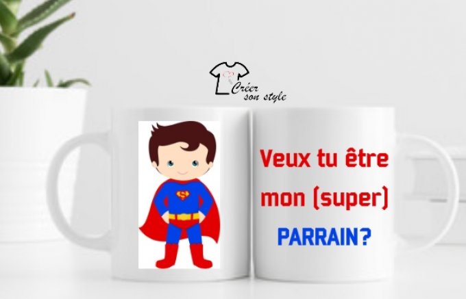 Mug "veux tu être mon (super) parrain?" 