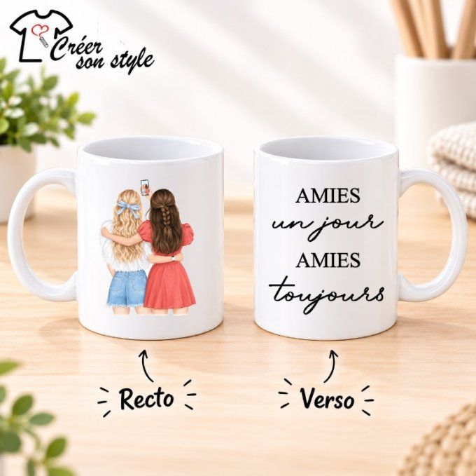 Mug "amies un jour amies toujours"