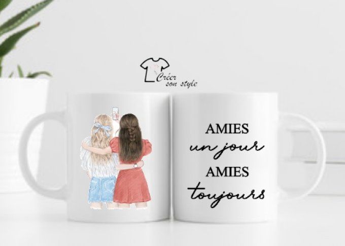 Mug "amies un jour amies toujours"