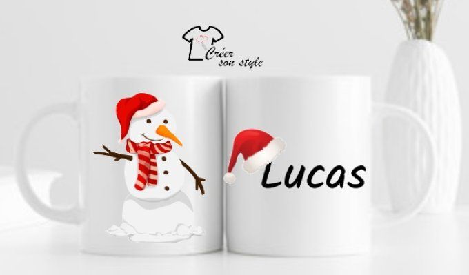 Mug "bonhomme de neige + prénom"