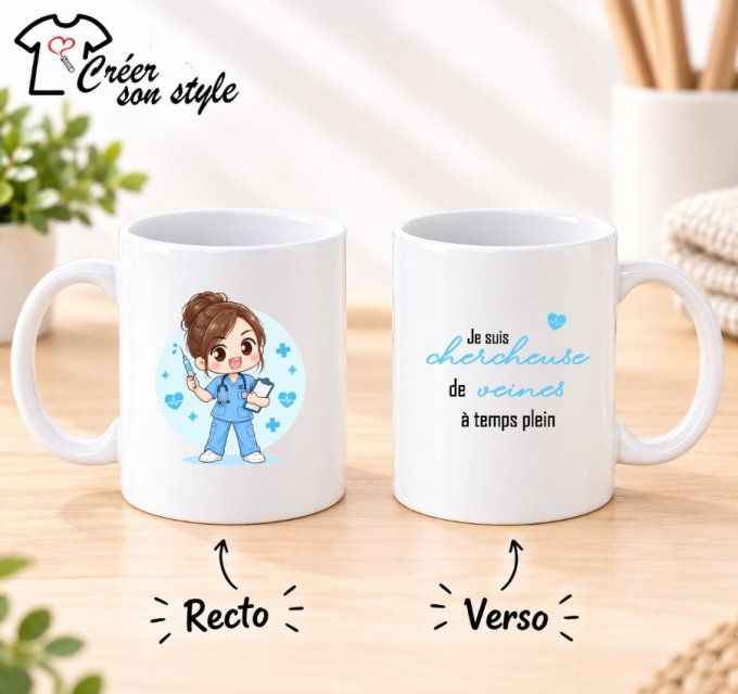 Mug "je suis chercheuse de veines à temps plein"