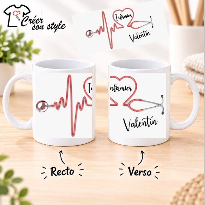 Mug "infirmier + prénom"